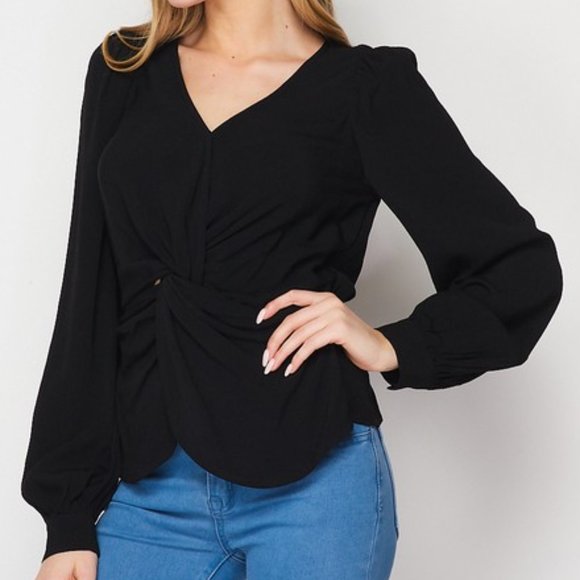 Black twist front Top - Picture 2 of 5